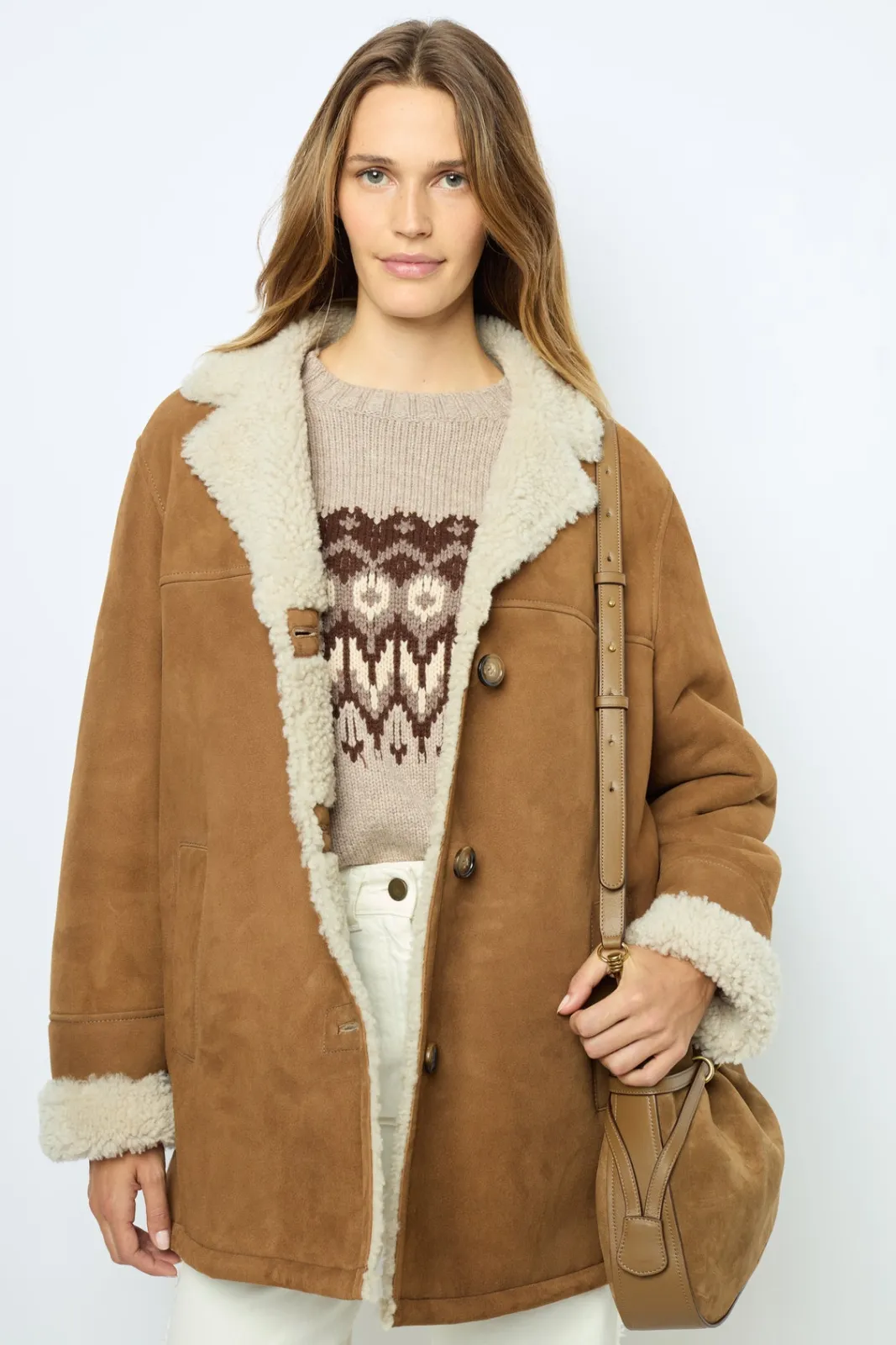 Fashion 3/4 length shearling coat - LEONTINE Leather & Pelts