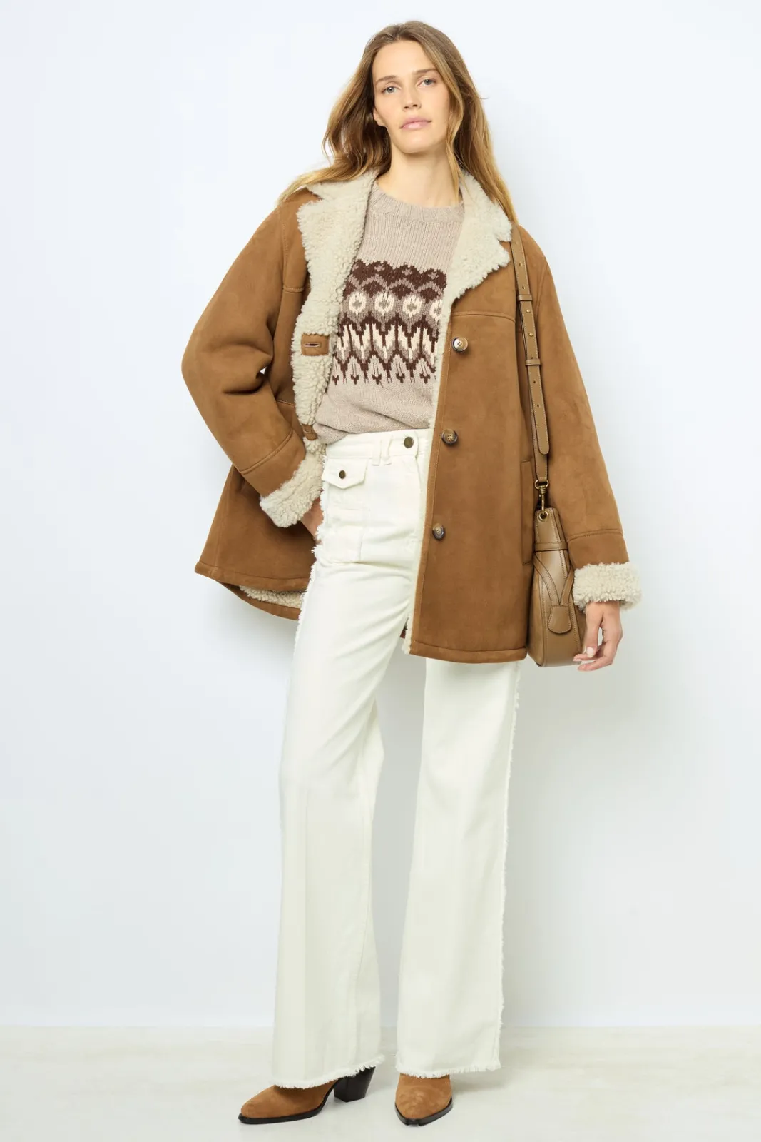 Fashion 3/4 length shearling coat - LEONTINE Leather & Pelts