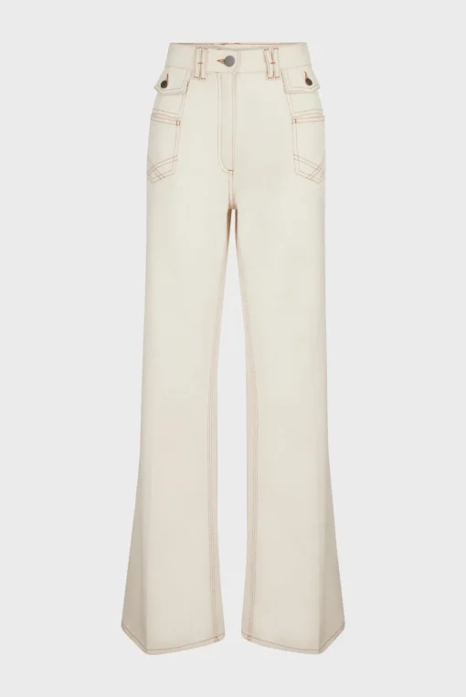 Best ANNA - High-waisted wide-leg pants in jean Trousers