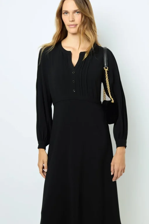 Best Black waisted midi dress - SOLANGE Dresses
