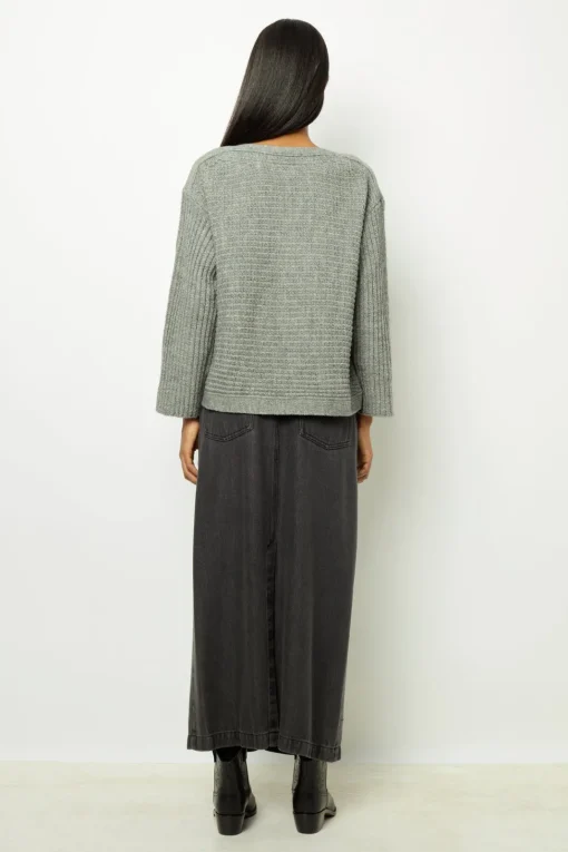 Fashion Boat neck sweater with buttons - JOLINE Knitwear