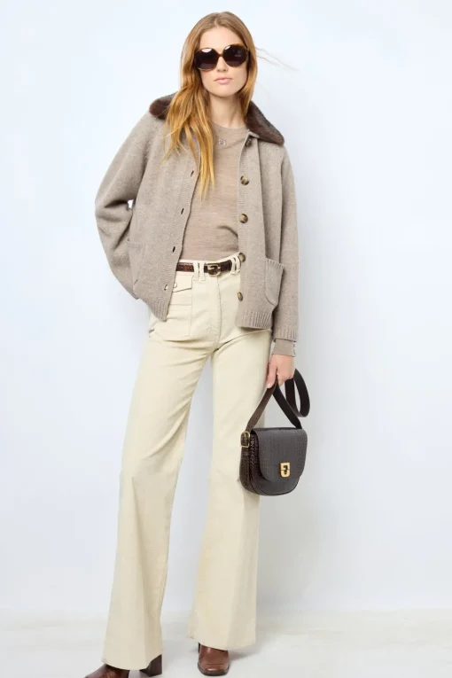 Discount Cashmere cardigan with collar and fingerless gloves - JADWIGE Knitwear