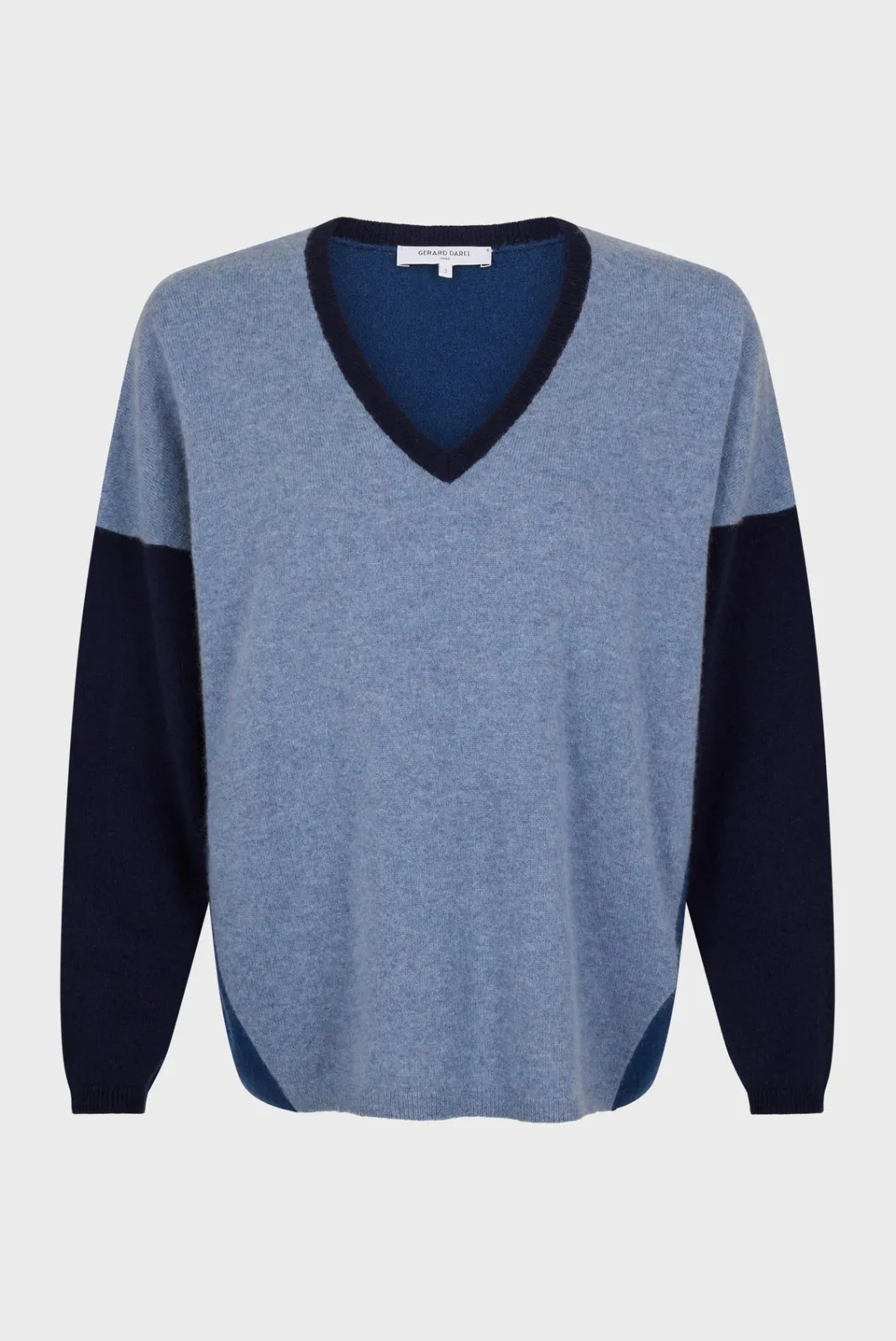 Sale Color block cashmere V-neck sweater - JALYA Knitwear