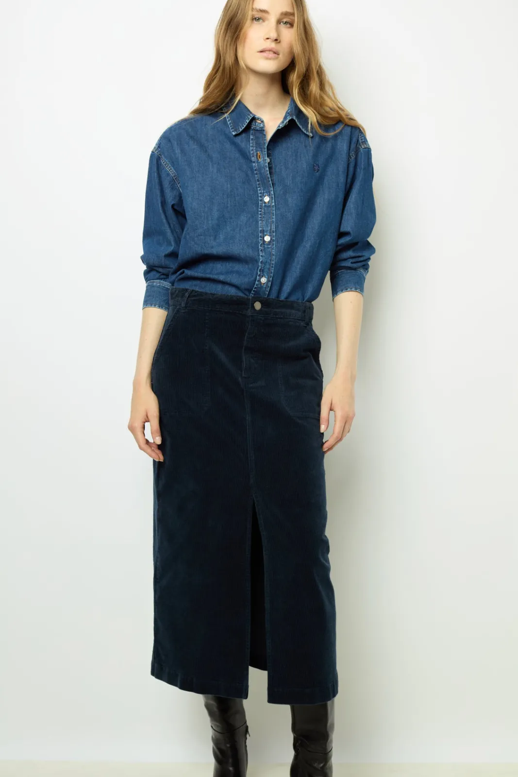 Outlet Corduroy midi skirt - CASSIDIE Skirts