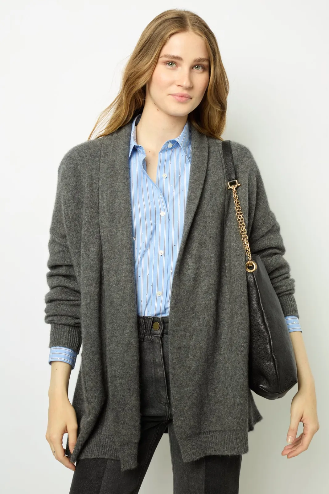 Online Edge to edge, open cashmere cardigan - JOHANA Knitwear
