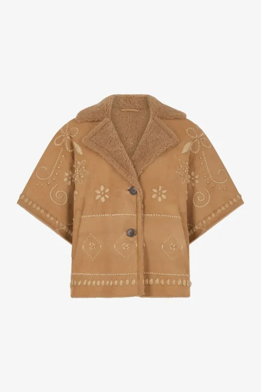 Hot Embroidered shearling short jacket - LYSIANNA Leather & Pelts