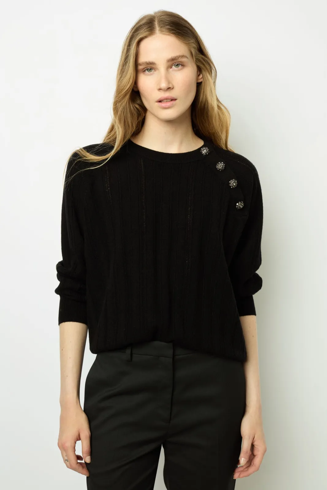 Best Fine wool sweater with rhinestone - JOSETTE Knitwear