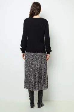 Discount Fine-ribbed black sweater - JEANNE Knitwear