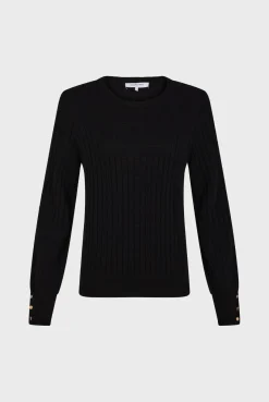 Discount Fine-ribbed black sweater - JEANNE Knitwear
