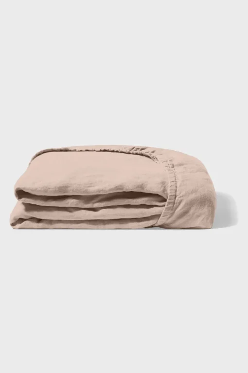 Online Fitted washed linen sheet - antique rose Fitted Sheets