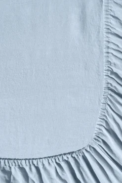 Discount Fitted washed linen sheet - Sky blue Fitted Sheets