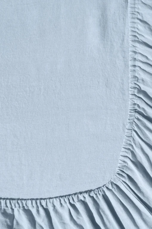 Discount Fitted washed linen sheet - Sky blue Fitted Sheets