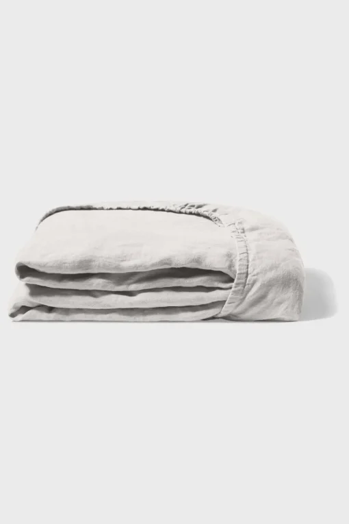 Sale Fitted washed linen sheet - pearl grey Fitted Sheets