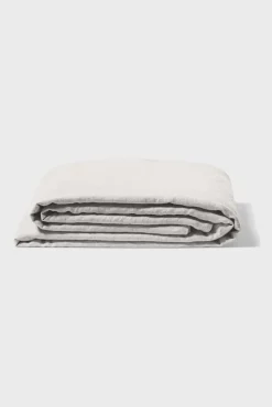 Best Flat washed linen sheet - pearl grey Flat Sheets