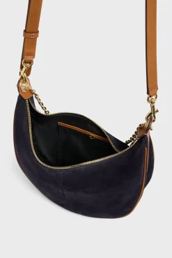 New Half-moon bag in suede leather - LE SUZANNE Shoulder Bags