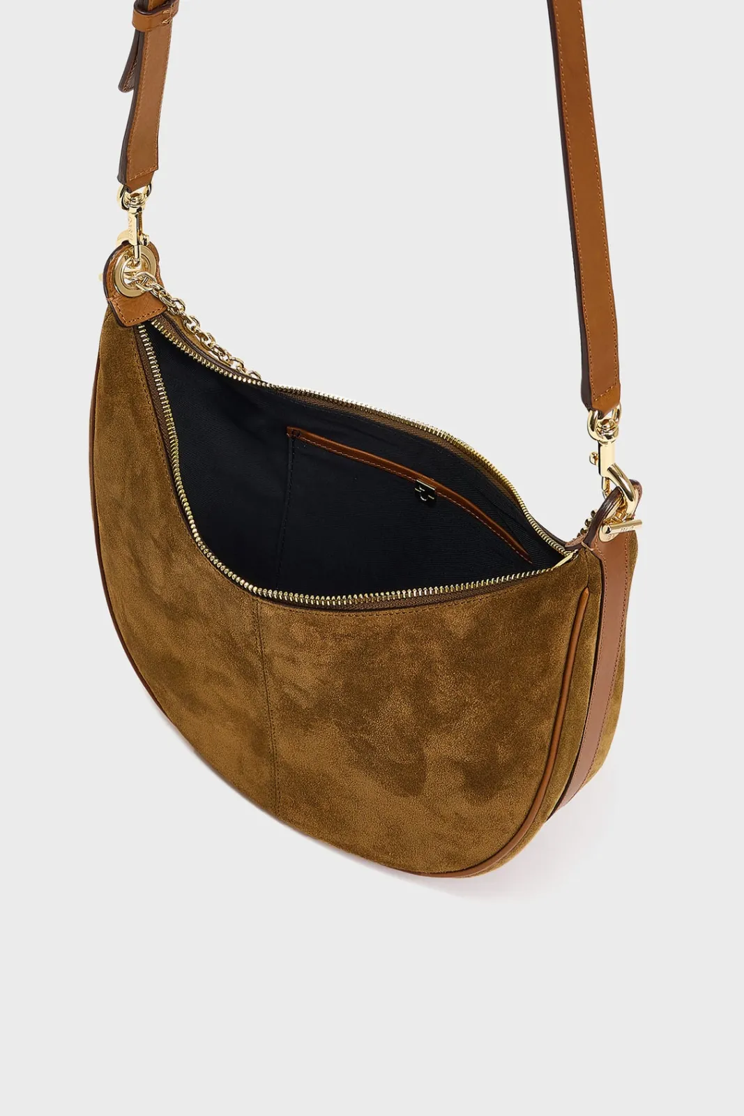 Best Half-moon bag in suede leather - LE SUZANNE Shoulder Bags