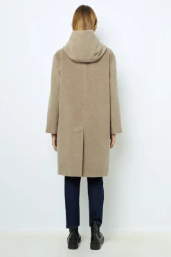 Discount Hooded, straight cut wool and angora coat - LANELLE Coats