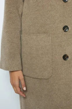 Discount Hooded, straight cut wool and angora coat - LANELLE Coats