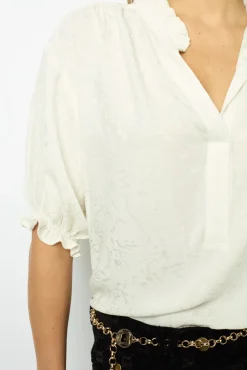 Discount Jacquard blouse with ruffles - BEATRICE Shirts & Blouses