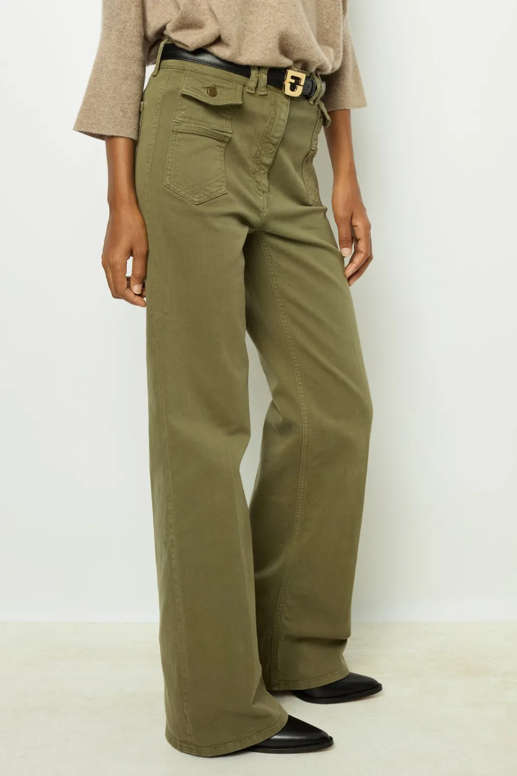 Online Khaki flared jeans - ANNA Trousers