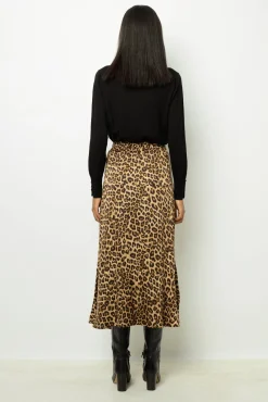Hot Leopard satin midi skirt - CONSTANCE Skirts