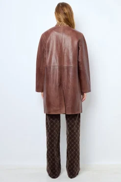 Discount Long jacket in distressed leather - NALINHA Leather & Pelts