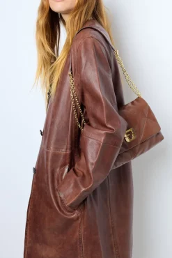 Discount Long jacket in distressed leather - NALINHA Leather & Pelts