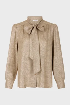 Online Lurex shirt with lavaliere collar - BESSIE Shirts & Blouses