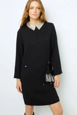 Clearance Mini dress with jewel shirt collar - SYLVINE Dresses