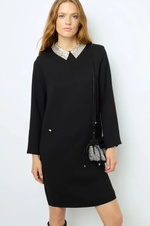 Clearance Mini dress with jewel shirt collar - SYLVINE Dresses