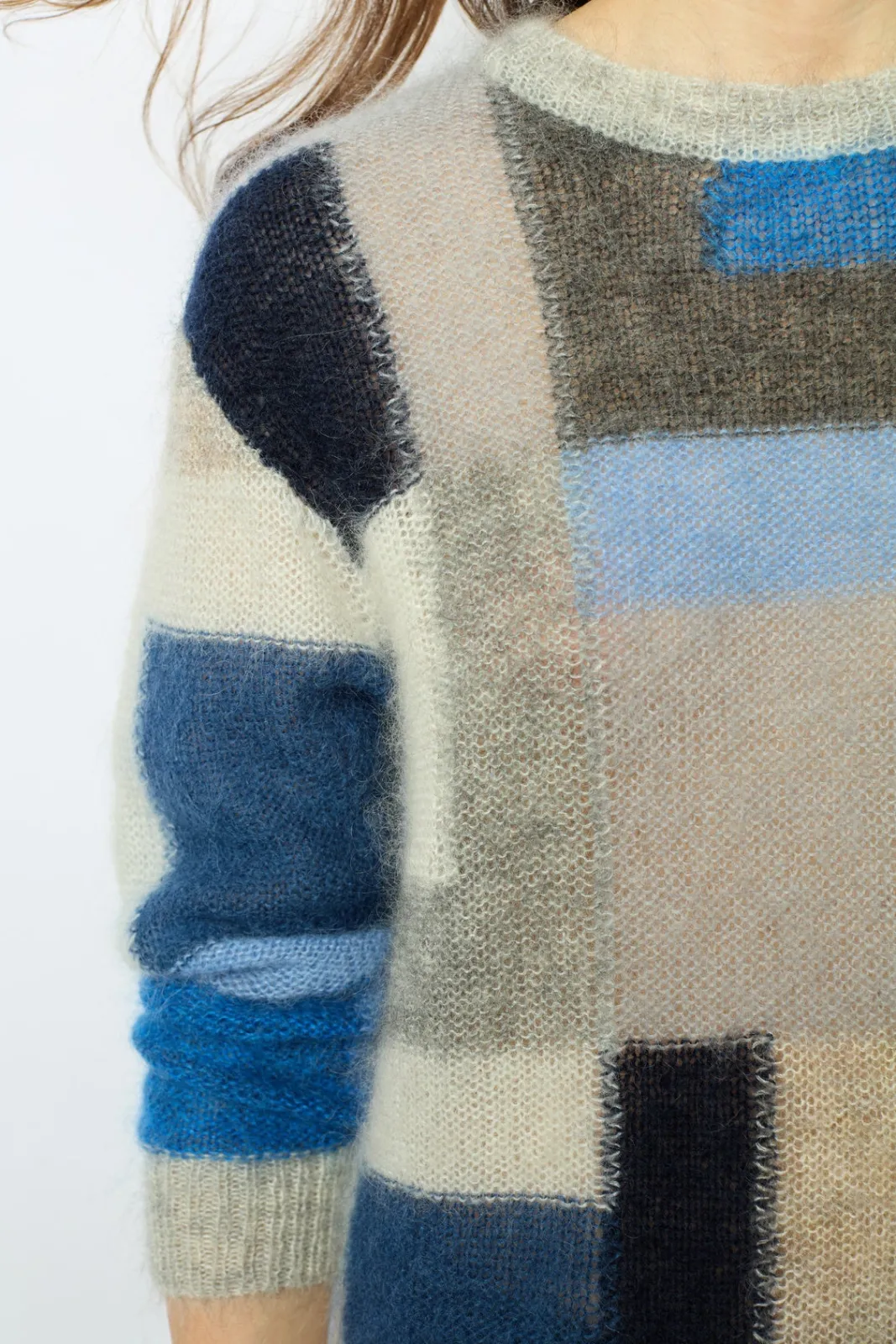 Online Mohair color block sweater - JANYCE Knitwear