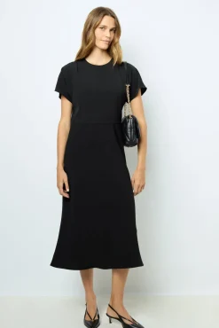 Best Plain waisted midi dress - SERGINA Dresses