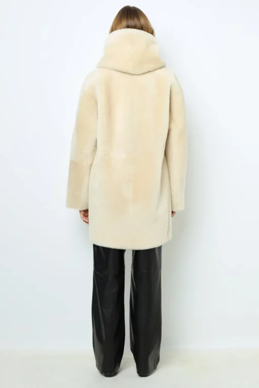 Online Reversible shearling coat with shawl collar - LEOCADIE Leather & Pelts