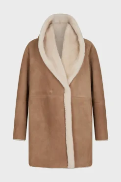 Online Reversible shearling coat with shawl collar - LEOCADIE Leather & Pelts