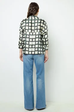 New Satin look geometric print blouse - BUNNY Shirts & Blouses