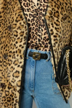 Discount Short coat with leopard print - LAISSA Coats