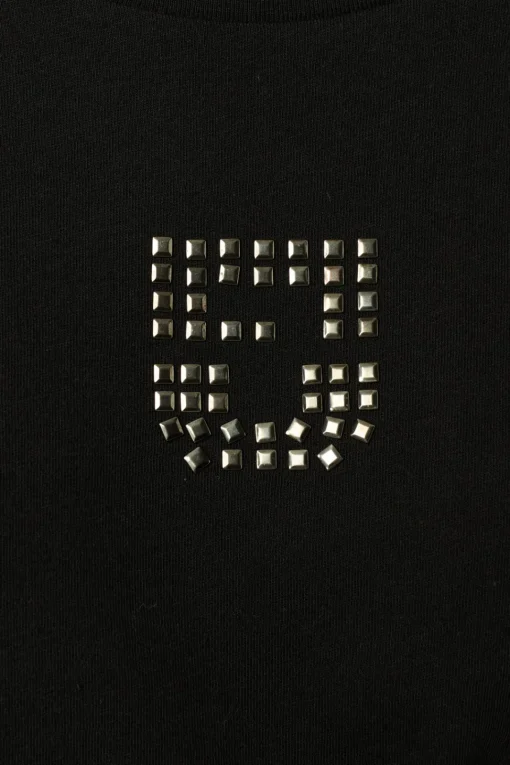 Best Short sleeve T-shirt with studded logo - ANOUCHE Tops & T-Shirts