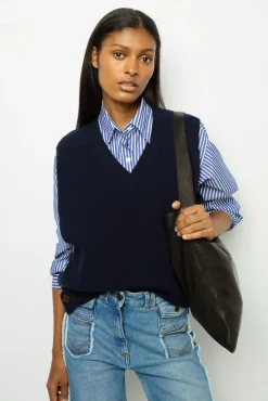 Sale Sleeveless wool ribbed V-neck sweater - LUCCIA Knitwear