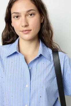 Discount Striped rhinestone shirt - BALLIE Shirts & Blouses