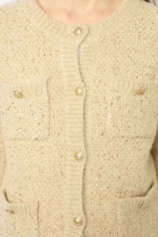 Outlet Thick cardigan with sequins - JANELLY Knitwear