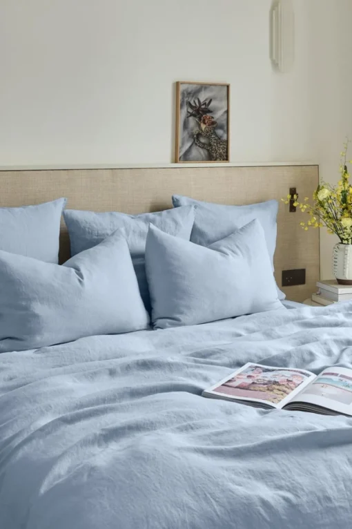 Outlet Washed linen pillowcase - sky blue Pillow Cases