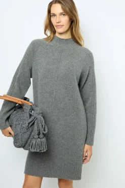 Hot Wool and cashmere stand up collar dress - SOLIA Dresses