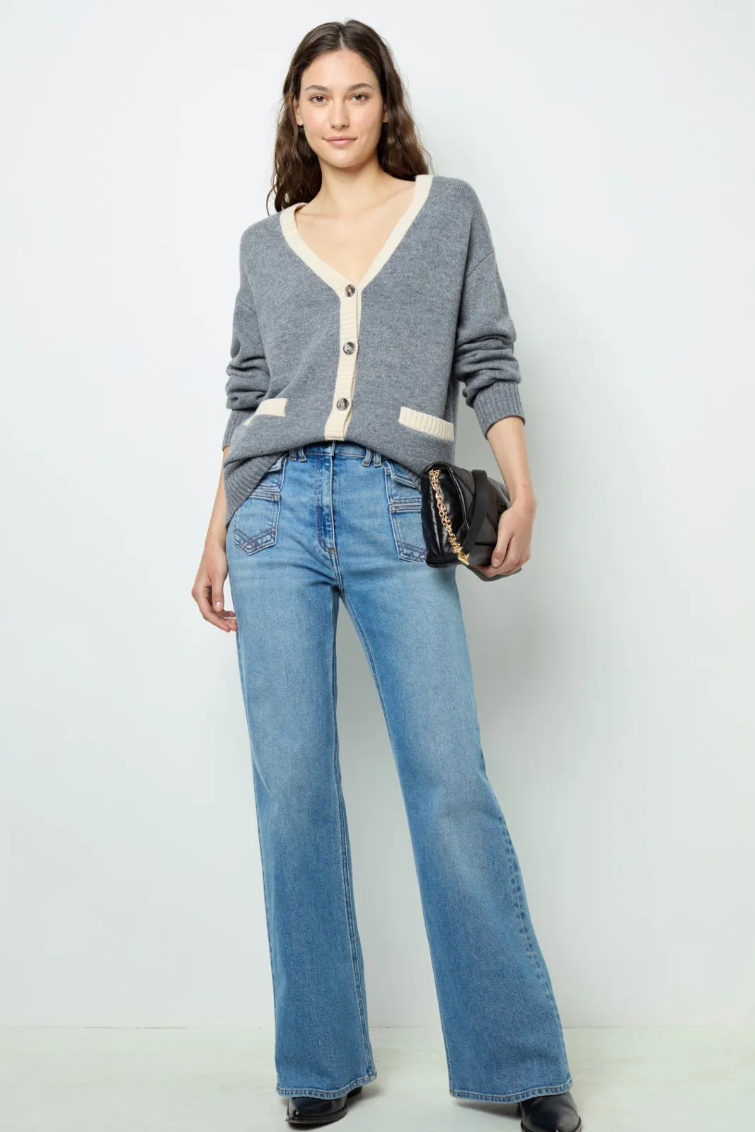 Hot Wool two-coloured cardigan - JANNICE Knitwear